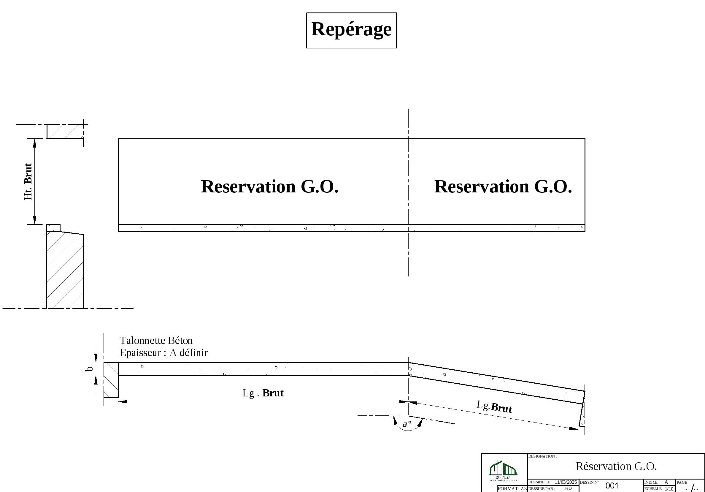 Nomenclature d'une réservation de menuiserie pour le gros œuvre.