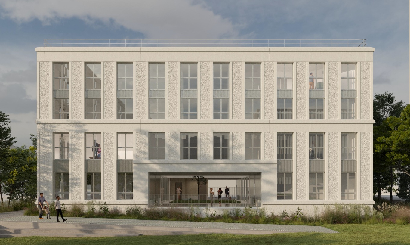 Plan 3D d'un bâtiment collectif du RDC au R+3.