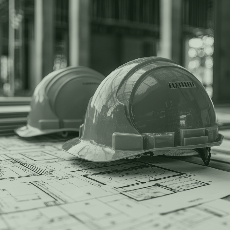 plan avec casque de chantier